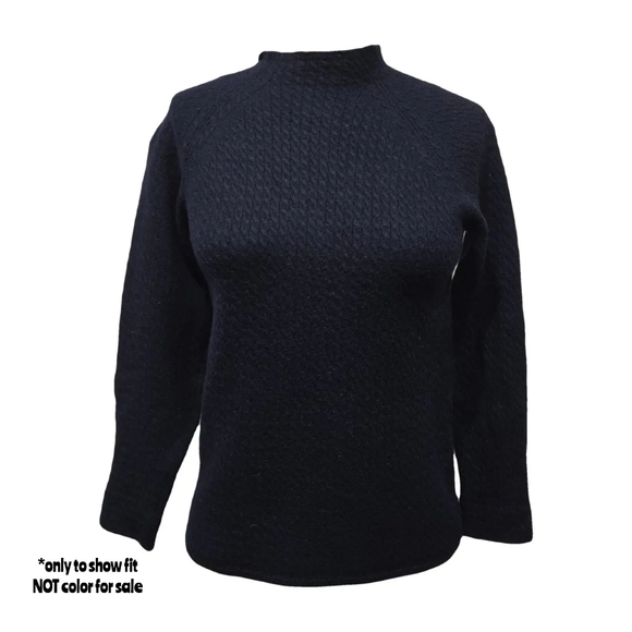 Burberry London Vintage 100% Merino Wool Cable Knit Mock Neck Sweater • Small - Picture 11 of 14